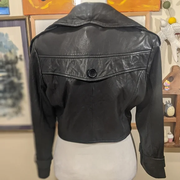 NWT washed lamb leather DOMA Cropped Trench Jacket SZ M
